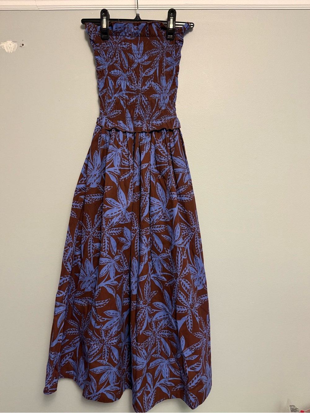 BAND OF THE FREE Women’s Strapless Leaf Print Midi Dress Size XS